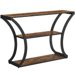 VASAGLE Console Table with Curved Frames and 2 Open Shelves, for Hallway Entryway Living Room, Rustic Brown + Black