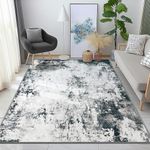 KIRFEIHT Area Rug 6x9 for Living Room Modern Abstract Bedroom Rug Contemporary Machine Washable Carpet Non Slip Stain Resistant Rug for Dining Room Soft Kid’s Playroom Rug Faux Wool Indoor Carpet