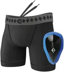 Diamond MMA Compression Performance Short with Built-in Jock Strap and Athletic Cup System (X-Large) Black