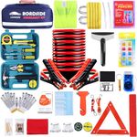 LIANXIN Roadside Assistance Emergency Kit - Multipurpose Emergency Pack Car Premium Road Kit Essentials Jumper Cables Set (8 Foot) Automotive Roadside Assistance 142 Pieces Winter Car Kit