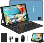POWMUS Android 14 Tablet 10.1 Inch Tablets, 24 GB RAM,128GB Storage Expand 1TB, 1920 * 1200 IPS LCD Screen, 2.0GHz CPU,8000mAh, 5GWiFi,8+13MP, BT5.0, GPS Tablette PC w Keyboard and Mouse - Blue