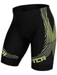 TCA Men's Slipstream Padded Cycling Shorts, Quick Dry, Breathable and Anti-Slip with Back Zipped Pocket Mens Cycling Shorts - Ideal Cycling Shorts Mens Cycle Shorts Cycling Clothing - Black/Yellow, L