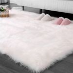 CUKA Faux Sheepskin Fur Area Rugs Round Fur Throw Rug Floor Mat Circular Carpet for Bedroom Soft Circle Kids Play Mat (2x6 feet, white Faux Fur 2)