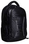 F Gear President Black 30L Medium Laptop backpack Fits 17" Laptop faux Artificial Leather Water resistant lightweight, Gifts for Men Women Boys Girls Adults, College/School/Tuition/Travel Bag