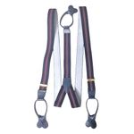 Albert Thurston Button Braces Navy City Slicker Stripe with Navy Leather/Brass Fittings