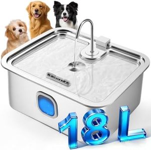 4.8Gal Dog Water Fountain for Large Dogs, 18L Stainless Steel Large Dog Fountain Water Bowl with Deeper & Wider Drinking Tray, Automatic Pet Dispenser with Visible Window for Multi-Pets Families