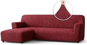 PAULATO BY GA.I.CO. Sectional Couch Cover - L-Shape Sofa Cover - Soft Fabric Seat Slipcovers - 1-Piece Form Fit Stretch Furniture Slipcover - Microfibra Collection - Burgundy (Left-Facing Chaise)