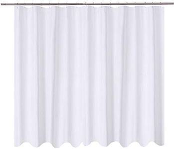 N&Y HOME Extra Wide Shower Curtain Liner Fabric - 108 x 72 inch, Hotel Quality, Mildew Resistant, Washable, Water Repellent, White Spa Bathroom Curtains with Grommets