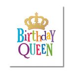 Brightside Birthday Queen Greetings Card, To you the Birthday Queen Birthday Card for a Friend, 180 x 160mm, Multi-Coloured