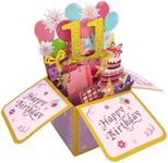 3D Happy Birthday Gift Card, 11th Paper Pop Up Birthday Cards Greeting Cards with Blank Card and Envelope, Unique Happy 11 Years Old Birthday Gift for Her Teen Girls Daughter Niece Friends (11th)