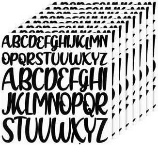 416pcs 8 Sheets Letter Stickers, 1 inch 2 inch Large Capital Self Adhesive Alphabet Stickers Waterproof Vinyl Letter Decals for Scrapbook Decoration Arts Crafts Poster(Black)