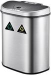 Maxkon 70L Motion Sensor Bin Recycle Rubbish Bin Dual Bin Touchless Kitchen Waste Can Stainless Steel Sliver Home Office