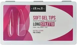 IBD Clear Soft Gel Nail Tips - Long Stiletto Shape, Pre-Etched Fake Nail Extensions for Durable, Lightweight Application, Acrylic Press On Nails, 504 Tips, 1-Pack