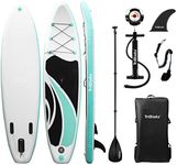 Triclicks 10ft Stand Up Paddle Boards Inflatable SUP Board Surfboard - Beginner's Kit. Adjustable Paddle, Air Pump With Pressure Guage, Fin, Repair Kit, Premium Leash & Rucksack (Style 11)