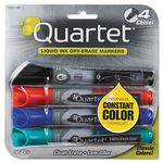 Quartet Enduraglide Dry-Erase Whiteboard Markers, Assorted Ink Colours, Low Odor, Non-Toxic, School & Office Stationery, Pack of 4 (Multicolour, Chisel tip)