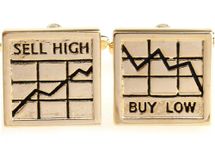 MRCUFF Buy Low Sell High Stockbroker Pair Cufflinks in a Presentation Gift Box & Polishing Cloth