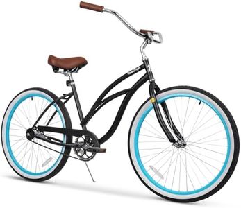 RideOrigin Beach Cruiser Bike for Women and Men, 26 Inch Single Speed Adult Cruiser Bicycle with Coaster Brake, Comfortable Seat Riding Position, Steel Frame Bike for Beach, City Rides Black
