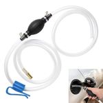 Siphon Pump for Gasoline Gas Oil Fuel Petrol Diesel Fluid Water Fish Tank,Fuel Siphon Pump with 2 Durable PVC Syphon Hoses with Hose Clip,Metal Buckles (syphon pump 001)
