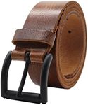 PELLE TORO Hunter Leather Belt for Men, Handmade Men's Belt for Jeans, Work or Casual Cowboy Style (Trouser Sizes 32in - 36in, Caramel)