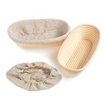 Pack 2pcs 11 inch Oval Bannetons Brotforms Bread Proving Basket Bread Mold Rattan Proofing Basket Baking Mold Tools For 750g Dough