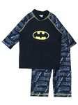 DC Comics Boys Kids Batman Swim Set, 2 Piece Set comprising Short Sleeve Top and Trunks, Black, Age 7-8 Years