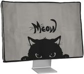 kwmobile Computer Monitor Cover Compatible with 31-32" Monitor - Meow Cat Grey/Black