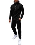 COOFANDY Men's Hooodie Tracksuit Sets Full Zipper Jogger Suits Casual 2 piece Sweatsuit Sport Gym Drawstring Set (Black XL)