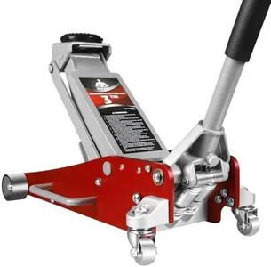 Jack Boss 3 Ton Low Profile, Aluminum and Steel Racing Floor Jack with Dual Pistons Quick Lift Pump for Sport Utility Vehicle, Lifting Range 3-15/16" min to 18-5/16" max, Red