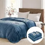 King Size Electric Blanket with Dual Control, UL-Certified Heated Blankets, Soft Microplush, Auto Shut Off, Machine Washable, Blue,104x﻿90