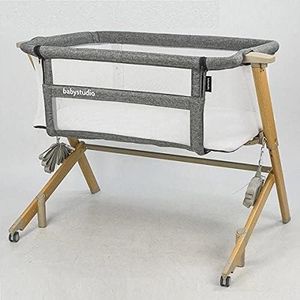 Baby Studio Bedside Sleeper for Baby, Grey/Wood,