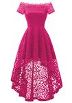 Dressystar 0042 Off Shoulder Hi-Lo Lace Dress Short Sleeve Formal Cocktail Dresses Rose S