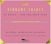 Lucky Feather 30th Birthday Gifts for Women; 30th Birthday Bracelet with 14K Gold Dipped Beads on Adjustable Cord; 30 Birthday Gift Ideas for Her