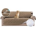 BellaHills 100% Waterproof Sofa Cover Protector Couch Covers for Dogs/Pets | Sofa Slipcover for 3 Cushion Couch with Non Slip Backing and Adjustable Strap (Sofa 68", Taupe)