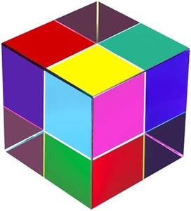 QFkris Glass Mixing Color Cube (2.2inch) Magic Prism Cube for Science and Educational, Photography Crystal Prism, X-cub for Desktop Decoration