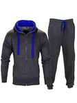 Love My Fashions® Men’s Tracksuit Full Sleeve Contrast Fleece Top & Bottom Cord Set Zipper Hood Jogging Suit Set Plus Sizes