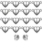 INDIKONB Magnetic Heart Charms 16 pcs Beads for Couple Bracelets | Love Forever Friendship Charms | Beads for Couple Jewelry Making, Love Couple Charms | Perfect for DIY Friendship Bracelets (Silver)