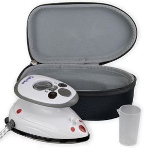 The Quilted Bear Mini Steam Iron – Compact Travel Iron with Hardshell Case, Black