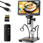 Elikliv EDM9 Pro 7" HDMI Digital Microscope, 1200X Coin Microscope for Adults,1080P Soldering Microscope,16MP Coin Magnifier,IPS Screen,10 LED Lights, Compatible with Windows/Mac OS