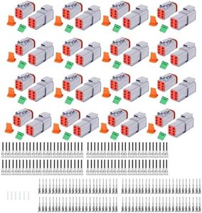 262 PCS Deutsch DT Grey 6 Pin Connectors 16 Set, Waterproof Electrical Wire Connector with Stamped Contacts and Seal Plug for Truck, Off-Road Vehicles, Construction, Agriculture, Motorcycle Wiring