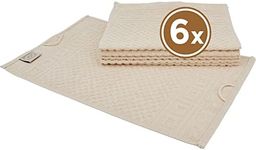 Carenesse Set of 6 Guest Towels 30 x 50 cm Natural I 100% Unbleached and Undyed Natural Cotton Öko-Tex 100 I Terry Towel Guest Towel Set with Waffle Pattern and Border I Absorbent/Soft