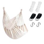 KPX Ourdoor Hanging Hammock Chair – Comfortable Tree Swing Chair Large Size 110X130cm （Without Pillows）- 330 Lbs Weight Capacity (White)