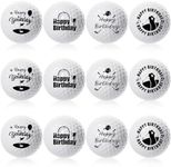 RoundFunny 12 Pcs Happy Birthday Golf Ball Set Professional Practice Golf Balls Novelty Gift for Men Women Grandpa Universal for All Birthdays 40th 50th 60th 70th