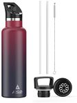 Arslo Stainless Steel Water Bottle with Straw - Insulated Water Bottle for Sports, Gym, School, Commute, Adults/Kids - Keep Cold for up to 24 Hours - Sweat/Leak-proof - 2 Lids - BPA Free