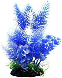 uxcell White Blue Plastic Plant Ornament Aquarium Terrarium Decoration for Reptiles and Amphibians
