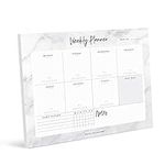 Bliss Collections Weekly Planner with 50 Undated Tear-Off Sheets, 210 x 297 mm Marbled Design Calendar, Organizer, Tracker, Scheduler for Organizing Tasks, Goals, Notes, Productivity, To Do Lists