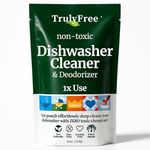 Truly Free Natural Dishwasher Cleaner - Dish Washer Machine Descaler, Fights Grease & Limescale, Hard Water Stain Remover, Smell Eliminator for Clean Dishwashers - Lemon Fresh Scent, 4 oz (Pack of 1)