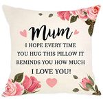 Aocaso Mum Present I Hope Every Time You Hug This Pillow It Reminds You How Much I Love You Cushion Cover for Mum Mother Mom Mama I Love You Gift Birthday Gift (mum)