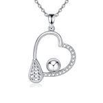 YAFEINI Lacrosse Sticks Necklace 925 Sterling Silver Lacrosse Pendant Sports Jewelry for Women, No Gemstone