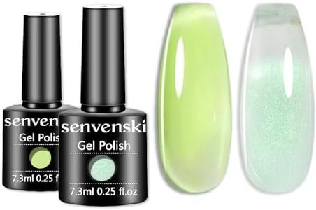 Senvenski Light Green Jelly Gel Nail Polish, Ice Crystal Nude Sheer Clear Glass Green Gel Polish Translucent Soak Off Gift Set UV LED Art Varnish Kit (CS2-017)