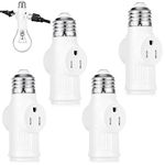 LUTER 4pcs E26 Bulb Adapter Outlet, Polarized Light Socket Outlet 2/3 Prong Socket Converter Adapter for Garage Porch Terrace Balcony Yard Warehouse